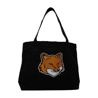 Maison Kitsuné Fox Head Tote Bag In Black