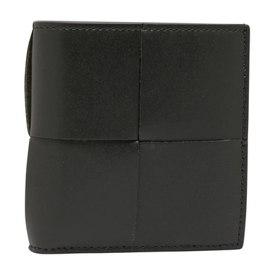 Bottega Veneta Slim Bi-fold Wallet In Black_silver