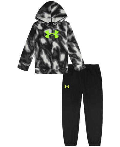 Under Armour Kids' Little Boys Valley Etch Zip-up Hoodie And Joggers Set In Halo Gray