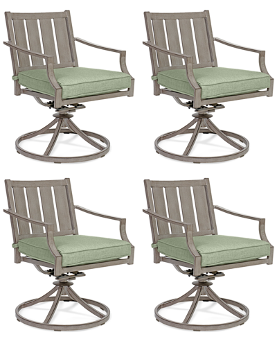 Agio Set Of 4 Wayland Outdoor Swivel Chairs, Created For Macy's In Outdura Grasshopper