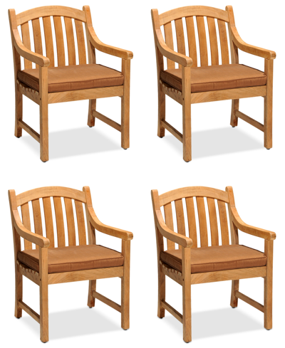 Furniture Set Of 4 Bristol Teak Outdoor Dining Chairs, Created For Macy's