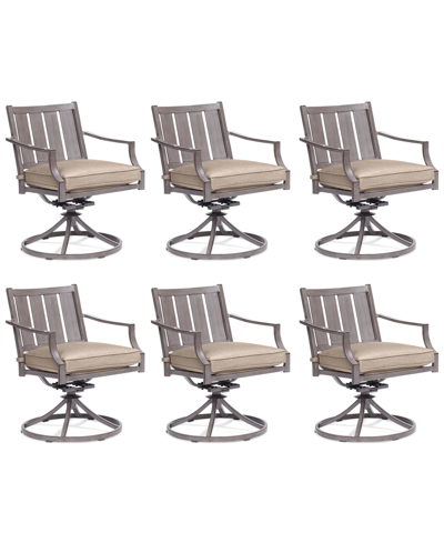 Agio Set Of 6 Wayland Outdoor Swivel Chairs, Created For Macy's In Outdura Remy Pebble