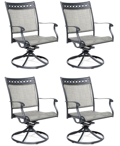 Agio Set Of 4 Vintage Ii Outdoor Sling Swivel Chairs, Created For Macy's