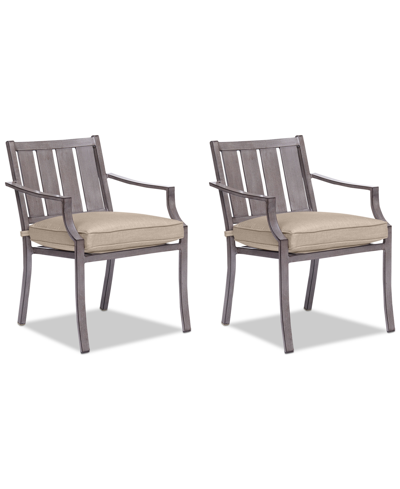 Agio Set Of 2 Wayland Outdoor Dining Chairs, Created For Macy's In Outdura Remy Pebble