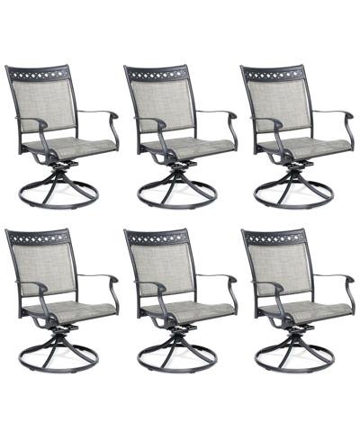 Agio Set Of 6 Vintage Ii Outdoor Sling Swivel Chairs, Created For Macy's