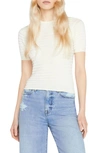 Frame Smocked Short-sleeve Sweater Top In Blanc