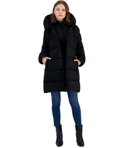Sam Edelman Women's Oversized-collar Hooded Puffer Coat In Black