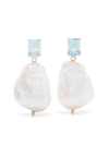 MATEO 14K YELLOW GOLD PEARL AND TOPAZ DROP EARRINGS