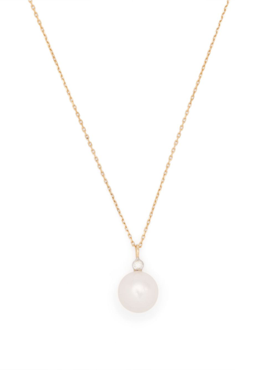Mateo 14ct Gold Pearl And Diamond Dot Pendant Necklace