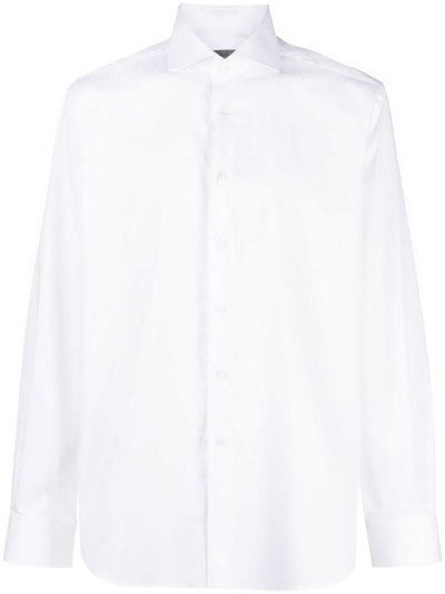 Corneliani Spread Collar Cotton Shirt In White