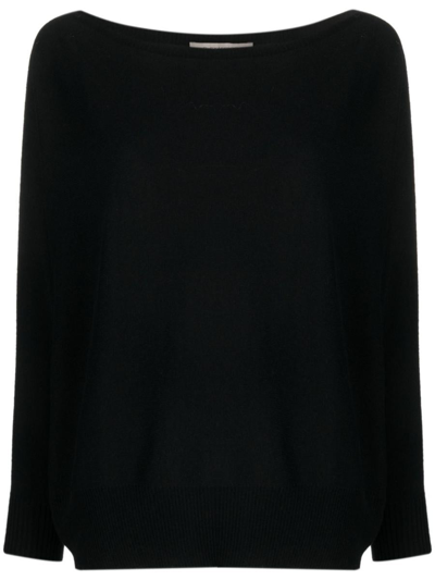 D-exterior Boat-neck Knitted Jumper In Black