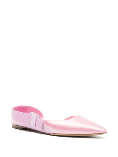 Ferragamo Vania Satin Slingback Flat In Pink