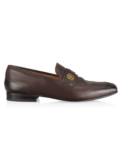 Bally Sadei Gold-tone-hardware Leather Loafers In Dark Brown