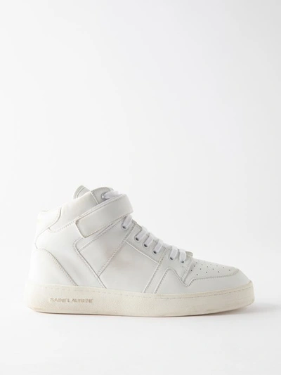 Saint Laurent Lax Sneakers In Washed-out Effect Leather In White