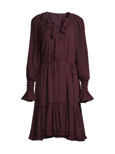 Kobi Halperin Women's Collin Long-sleeve Ruffle Dress In Beet