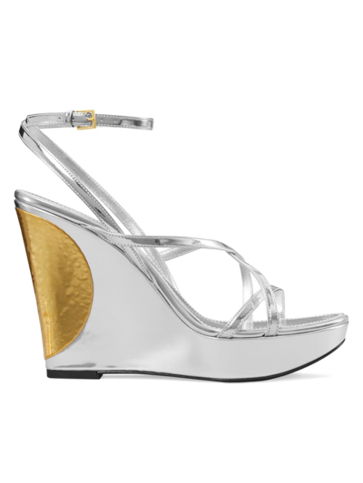 Tory Burch Patos Wedge In Silver Gold