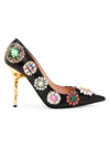 MOSCHINO WOMEN'S 100MM EMBELLISHED LEATHER PUMPS