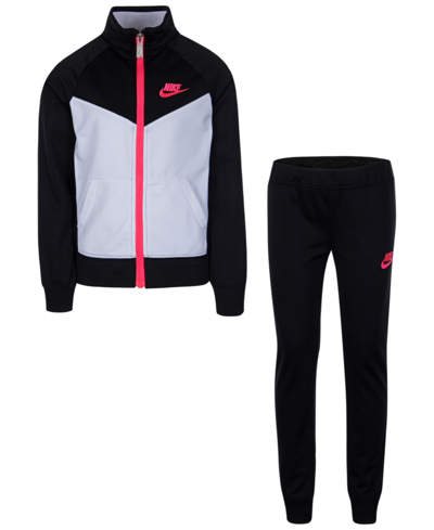 Nike Little Girls Tricot Jacket And Pants, 2 Piece Set In Black
