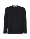 Brunello Cucinelli Men's Cotton Jersey Basic Fit Long Sleeve Crewneck T-shirt In Black