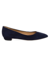 Bernardo Suede Point-toe Ballerina Flats In Dark Navy