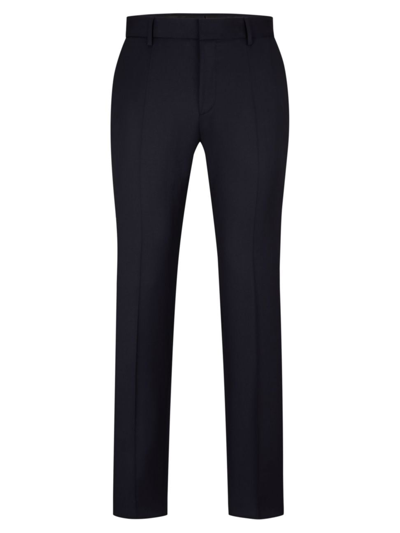 Hugo Boss Formal Trousers In Virgin-wool Serge In Dark Blue