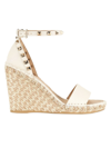 Valentino Garavani Women's Rockstud Leather Wedge Espadrille Sandals In Light Ivory