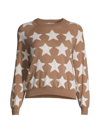 Minnie Rose Women's Star Cotton-cashmere Crewneck Sweater In Brown