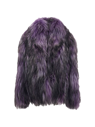 Gorski Long-hair Goat Fur Jacket In Purple