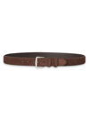 Loro Piana Men's Basic Suede Belt In Chocolate