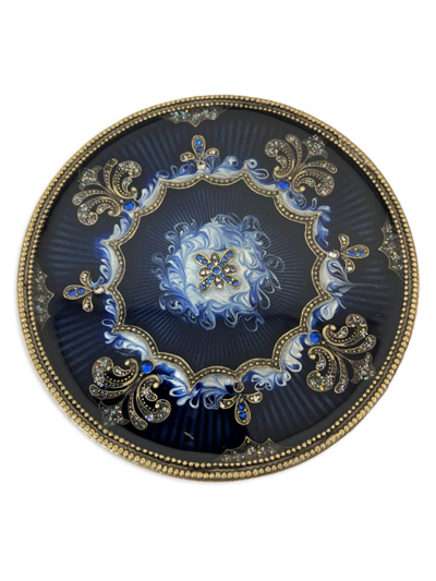 Tizo Jeweled Round Coaster In Blue