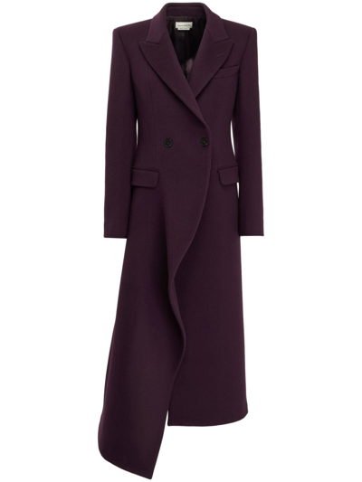 Alexander Mcqueen Wool Double-breasted Coat In Night Shade