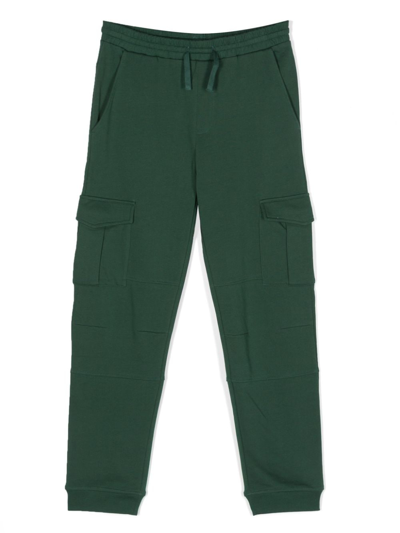 Stella Mccartney Kids' Cargo Pockets Cotton Track Trousers In Green