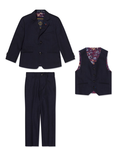 House Of Cavani Kids' Single-breasted Three-piece Suit In Blue
