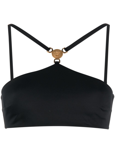 Versace Medusa Head Halterneck Bikini Top In Nero