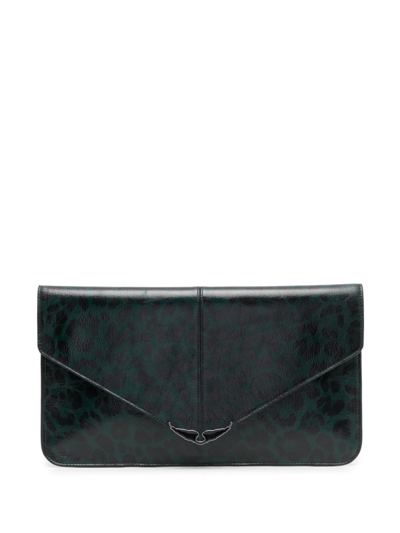 Zadig & Voltaire Leather Clutch Bag In Abyss