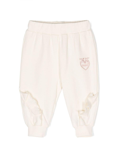 Pinko Babies' Logo-embroidered Trousers In Neutrals