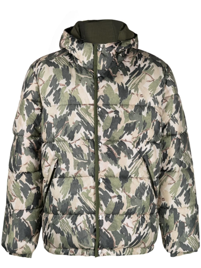 Ps By Paul Smith Abstract-print Padded Jacket In Green