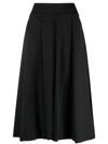 Patou Long Pleated Skirt In Black