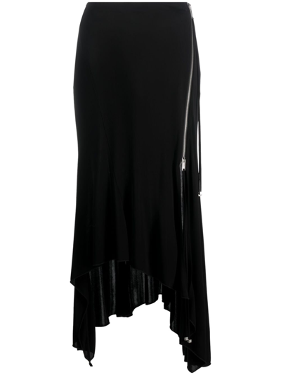 Blumarine Side-slit Draped Midi Skirt In Black