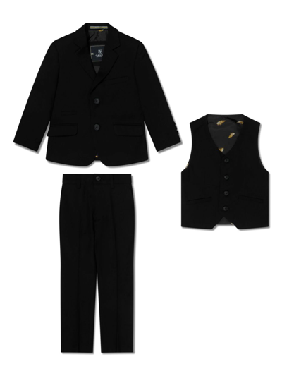 House Of Cavani Kids' Single-breasted Three-piece Suit In Black