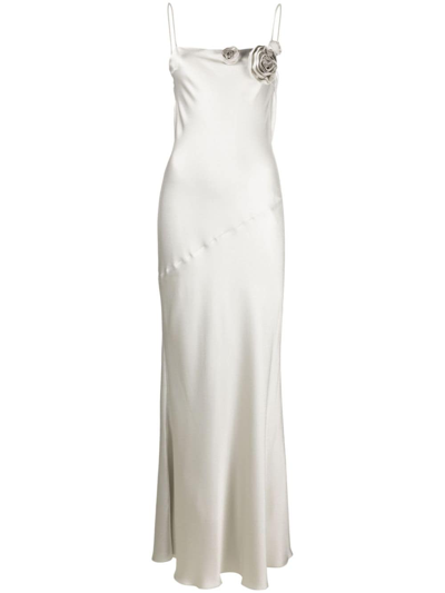 Blumarine Floral-motif Draped Long Dress In White