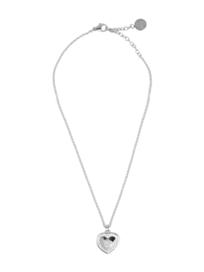 Versace Kids' Crystal-embellished Heart-pendant Necklace In Silver
