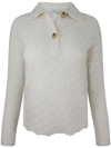 VINCE LONG-SLEEVED POINTELLE-KNIT POLO TOP