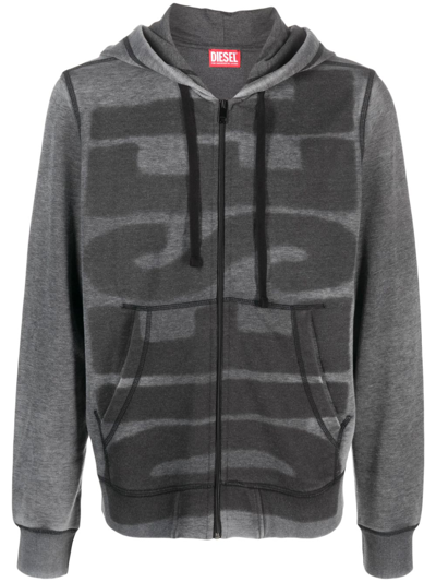 Diesel S-ginn-hood-l1 Zip-up Hoodie In Grey