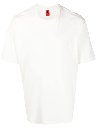 Ferrari Embossed-logo Cotton T-shirt In White