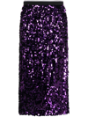 Plan C Sequined Midi Skirt In Purple