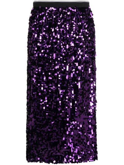 Plan C Sequined Midi Skirt In Purple