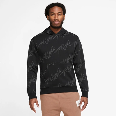 Jordan Mens  Essential Aop Fleece Pullover In Black/white