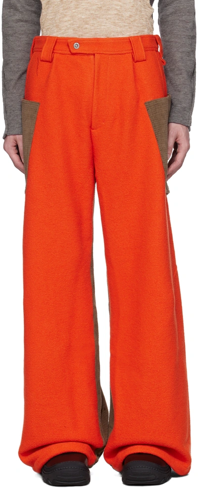 Kiko Kostadinov Orange Meno Panelled Wide-leg Trousers