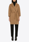 's Max Mara Belted Shawl-collar Wool Coat In Brown